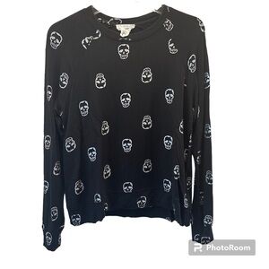 For the Republic Metallic Skull Crew Neck Top Size Small
